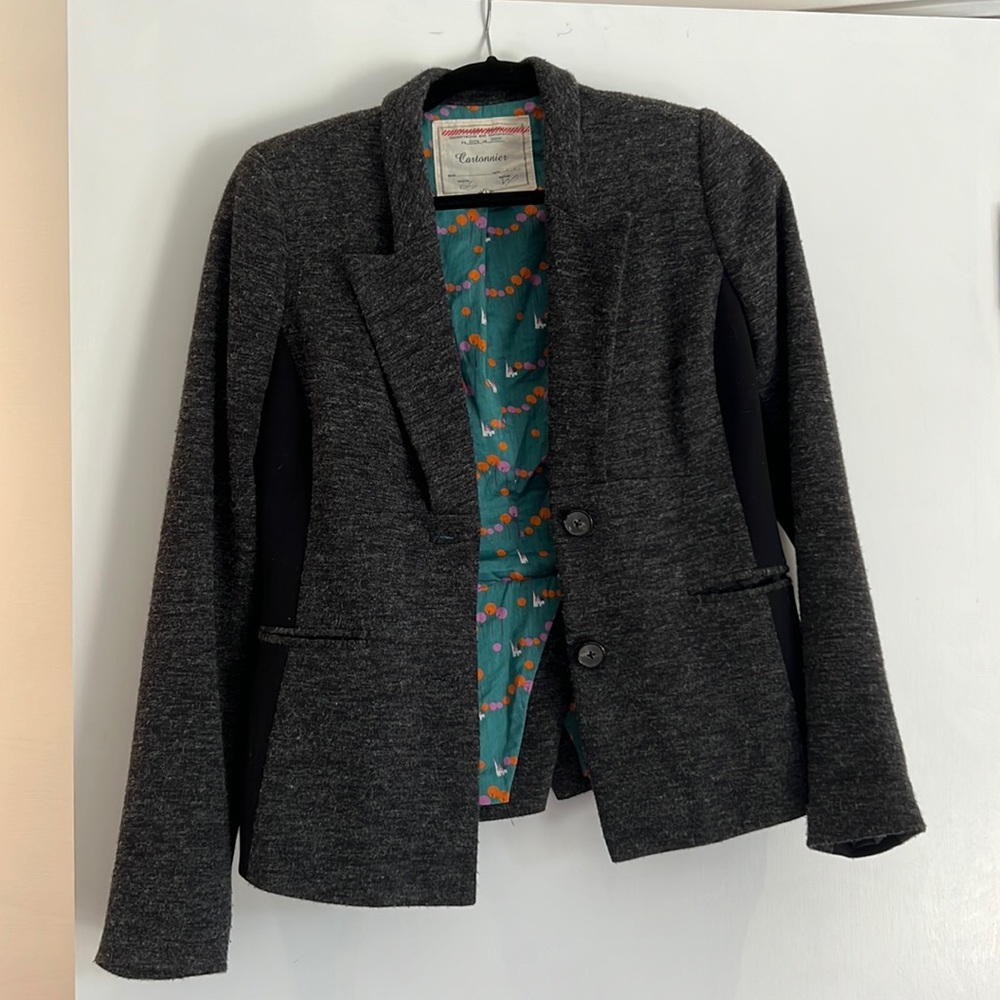 Dark grey blazer from Anthropologie.